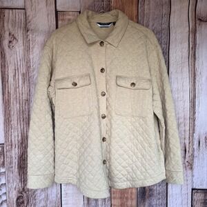 Vineyard Vines Dreamcloth Quilted Shirt Jacket Oatmeal Coastal Preppy Fall Large